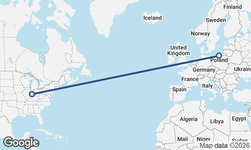 Indianapolis to Gdańsk
