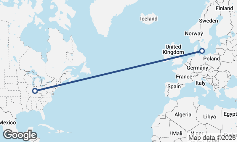 Indianapolis to Malmö