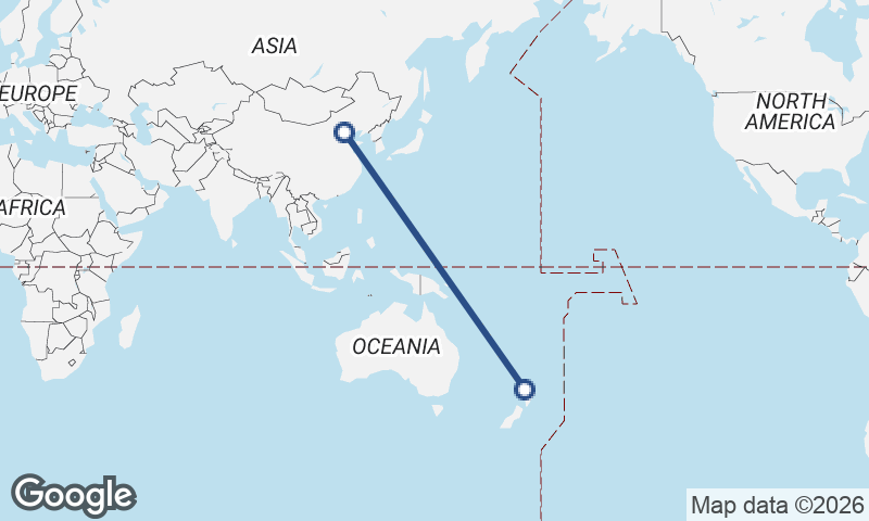 Beijing to Auckland