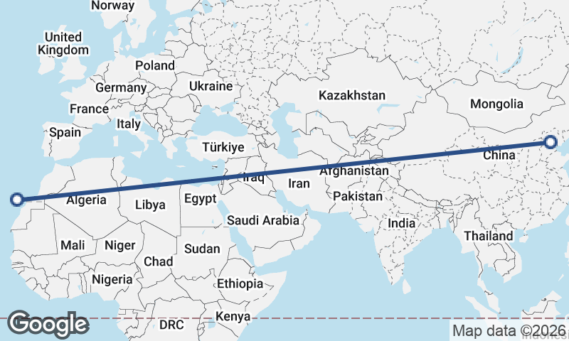Beijing to Las Palmas de Gran Canaria