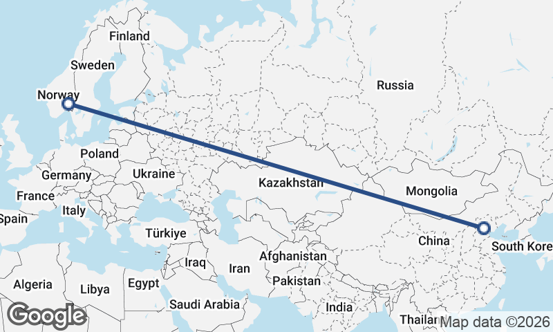 Beijing to Oslo