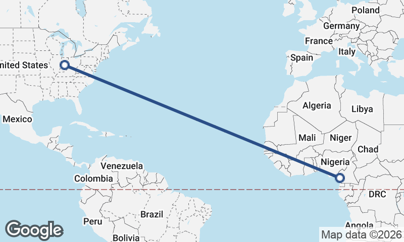 Douala to Indianapolis