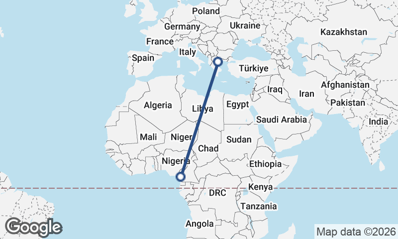 Douala to Thessaloníki