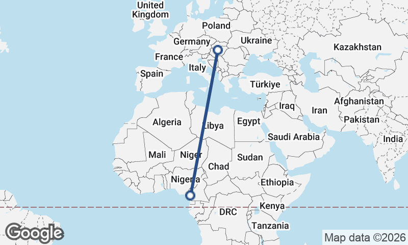 Douala to Budapest