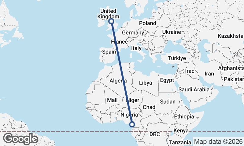 Douala to Manchester