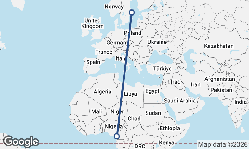 Douala to Stockholm