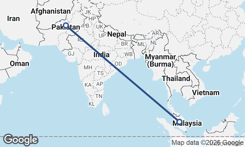 Malaysia to Pakistan