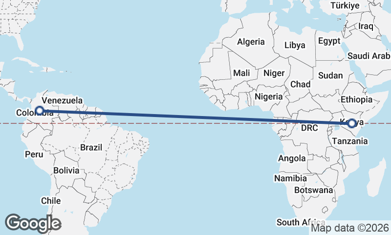 Colombia to Kenya