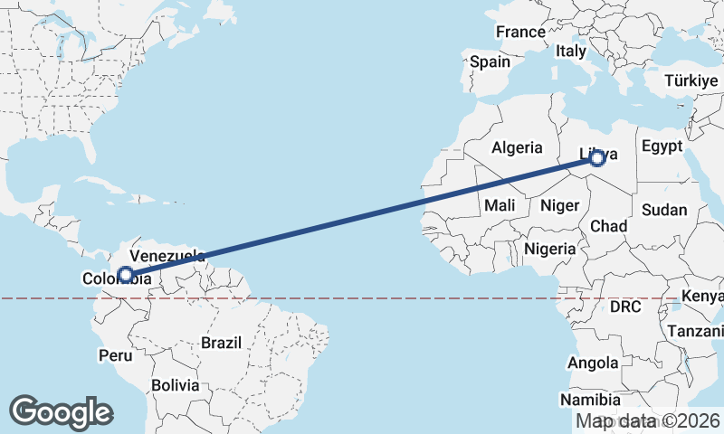 Colombia to Libya
