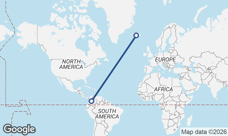 Colombia to Iceland