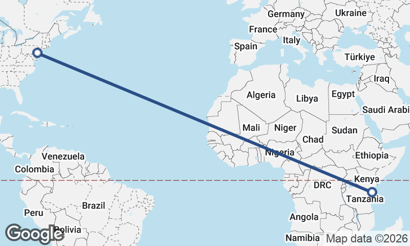 Philadelphia to Mombasa