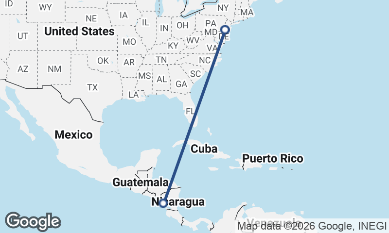 Philadelphia to Managua
