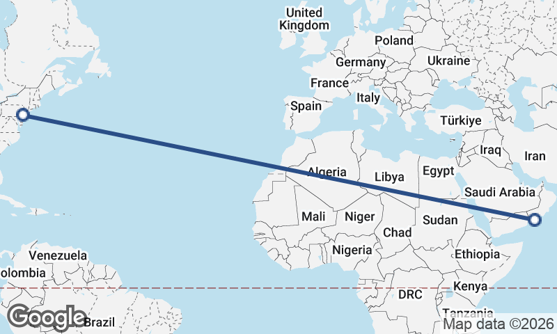 Philadelphia to Şalālah