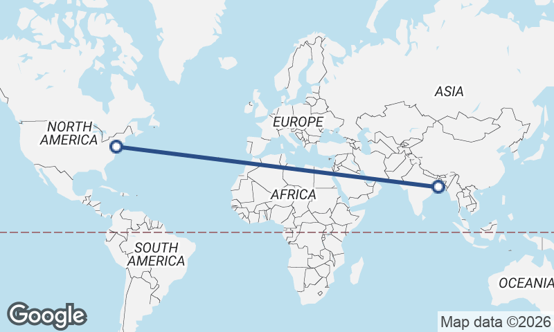 Philadelphia to Kolkata