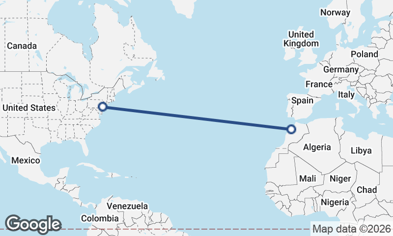 Philadelphia to Casablanca