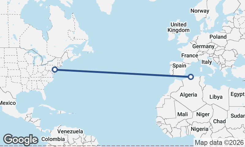 Philadelphia to Algiers