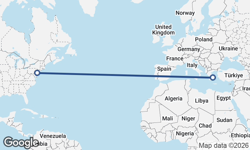 Philadelphia to Athens