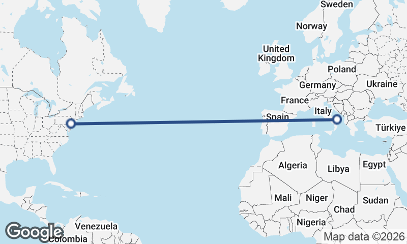 Philadelphia to Bari