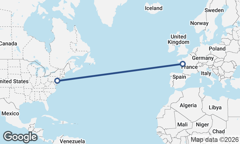 Philadelphia to Nantes