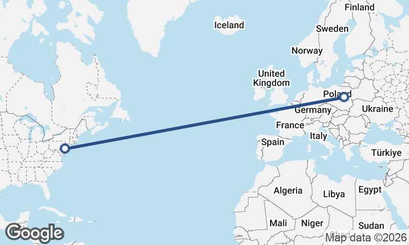 Philadelphia to Warsaw