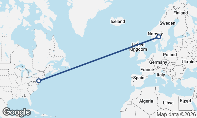 Philadelphia to Oslo