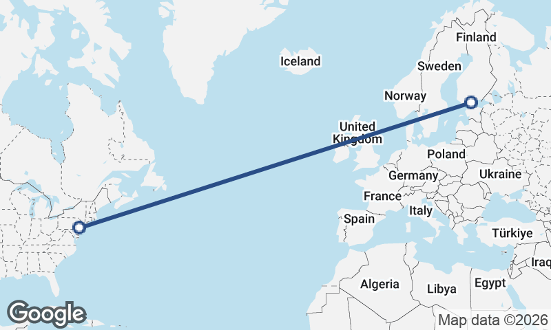 Philadelphia to Helsinki