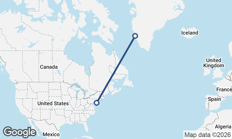 Philadelphia to Nuuk