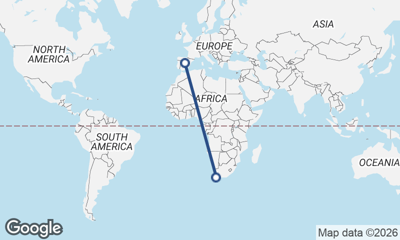 Madrid to Cape Town