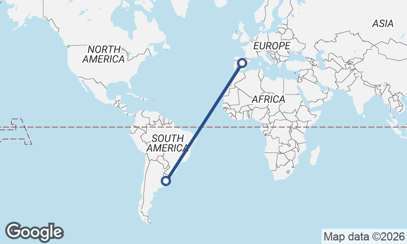 Madrid to Montevideo