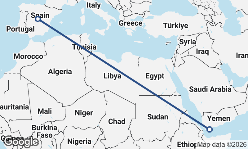 Madrid to Aden