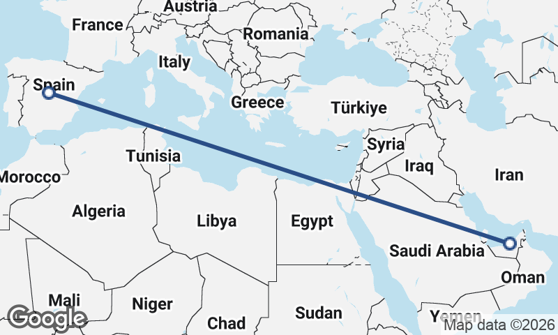 Madrid to Abu Dhabi