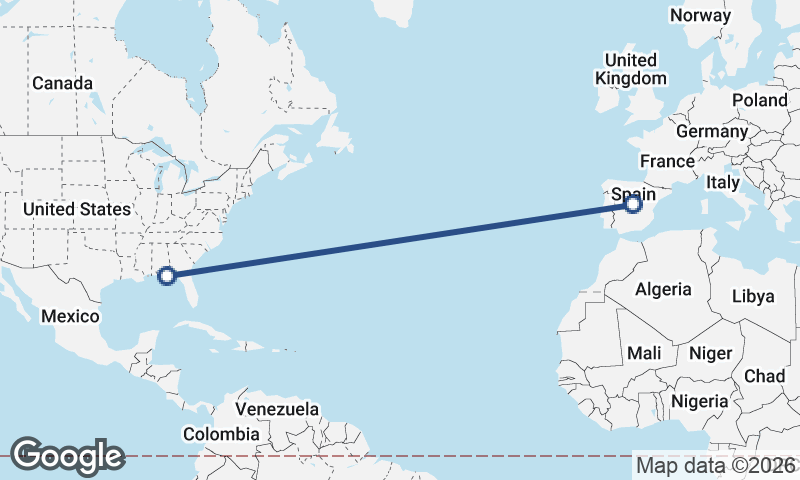 Madrid to Panama City