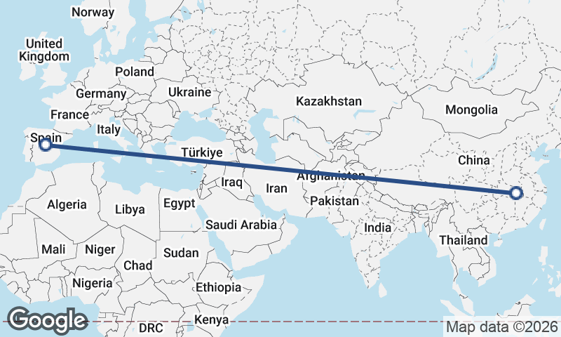 Madrid to Wuhan