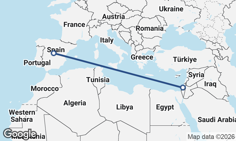 Madrid to Tel Aviv-Yafo