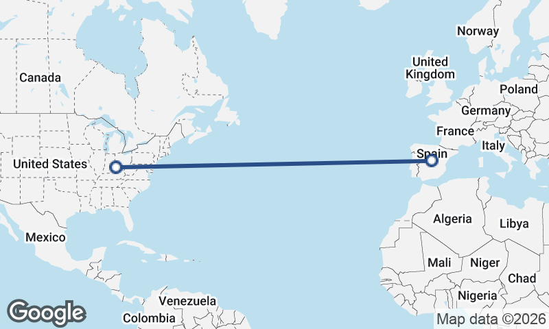 Madrid to Cincinnati
