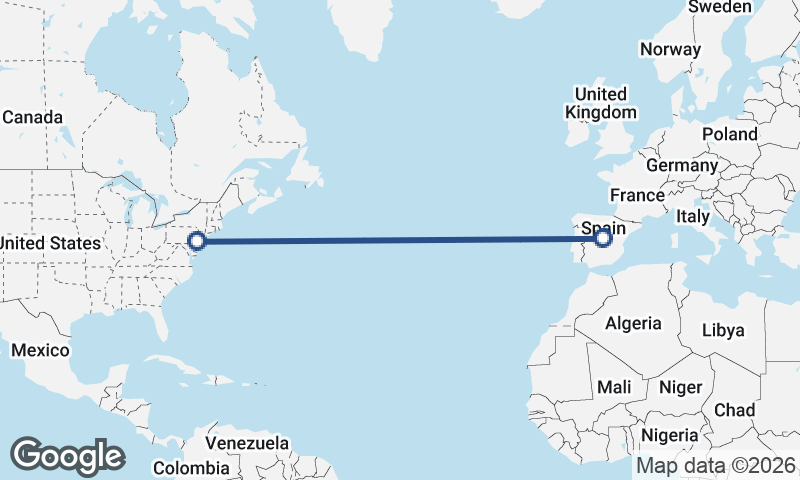 Madrid to Philadelphia