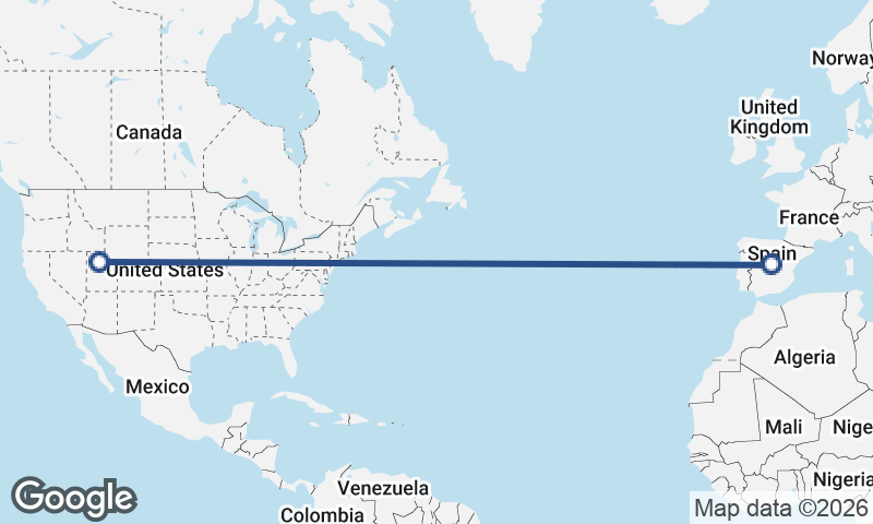 Madrid to Salt Lake City