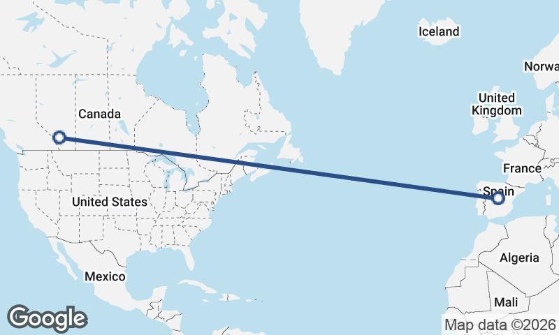 Madrid to Calgary