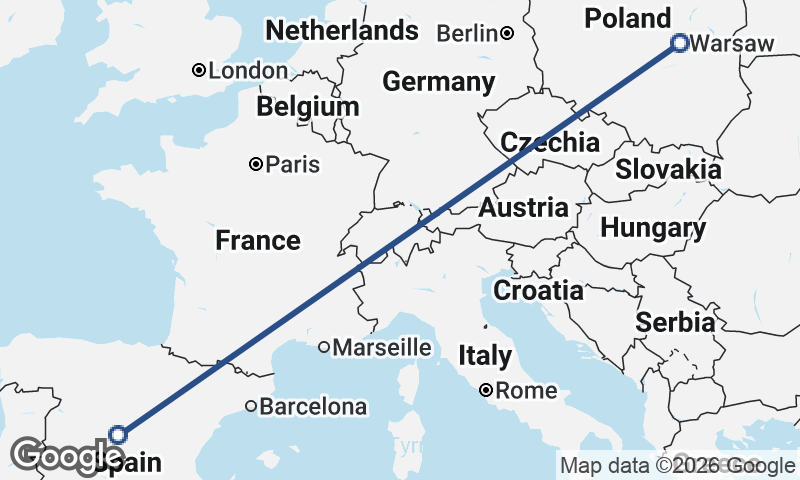 Madrid to Warsaw