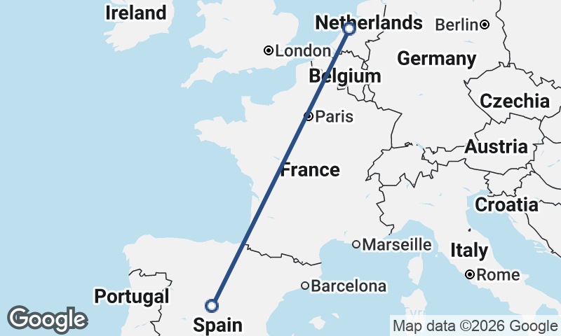 Madrid to Amsterdam