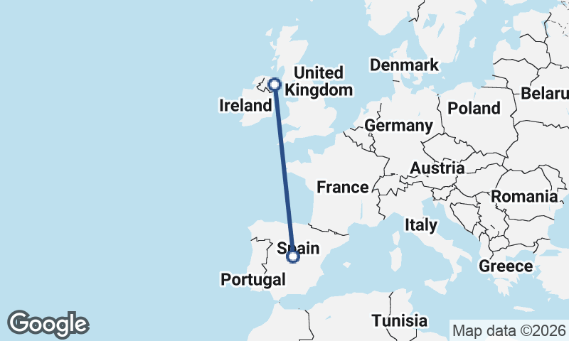 Madrid to Belfast