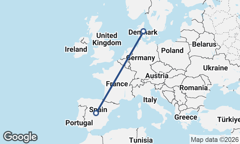 Madrid to Aarhus