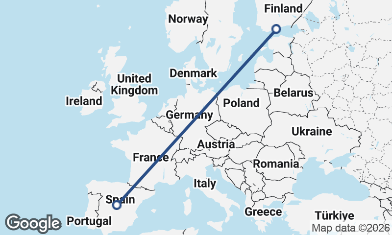 Madrid to Helsinki