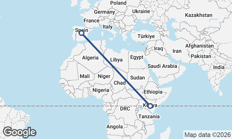 Spain to Kenya