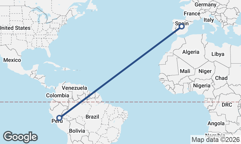 Spain to Peru