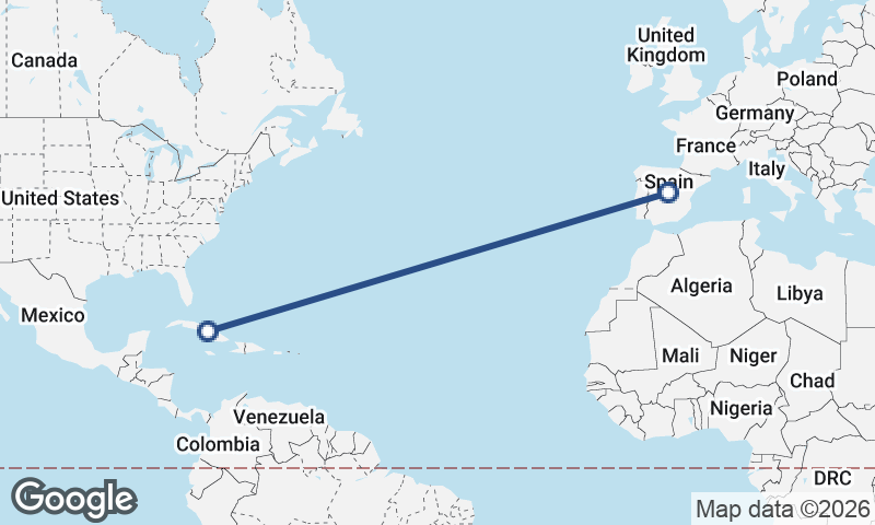 Spain to Cuba