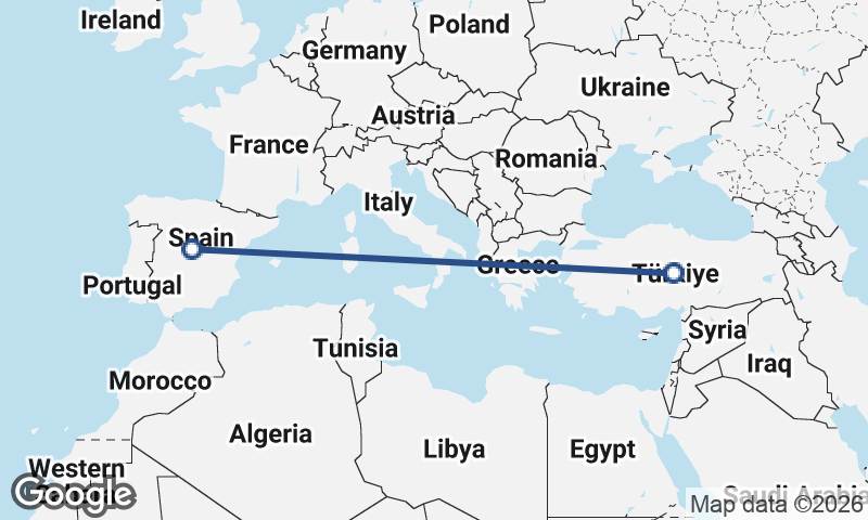 Spain to Turkey