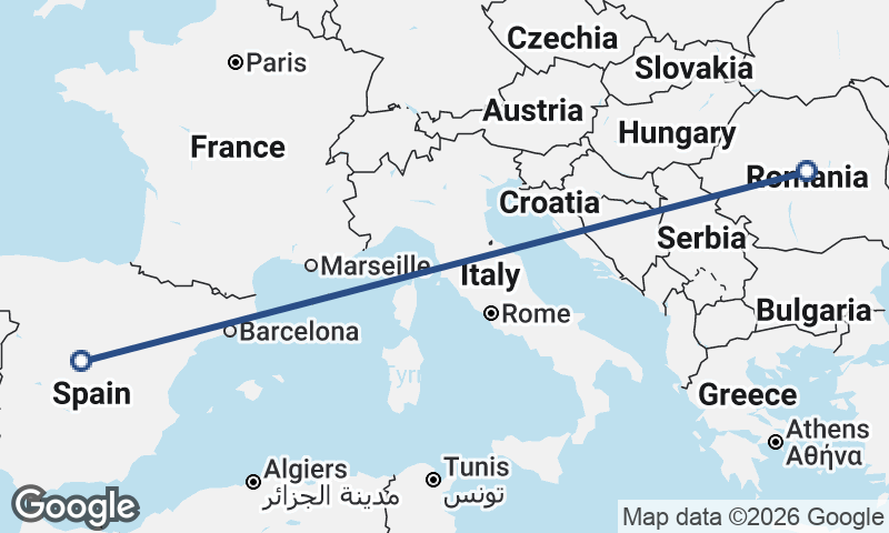 Spain to Romania