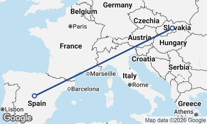 Spain to Slovakia