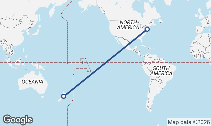 New York to Wellington